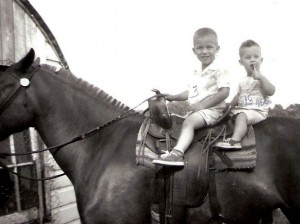 young Kevin Gage with his brother